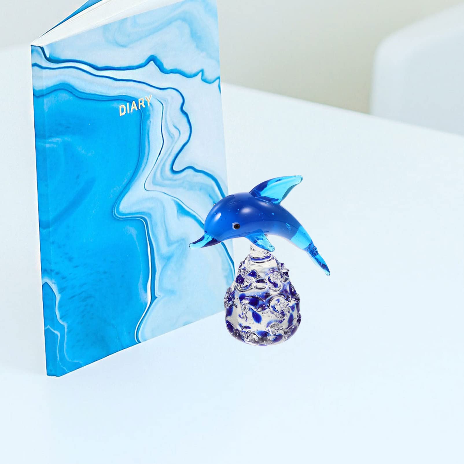 Blauw Glas Dolfijn Haai Walvis Mini Beeldje Simulatie Zee Dier Klein Standbeeld Ornament Home Desktop Decor