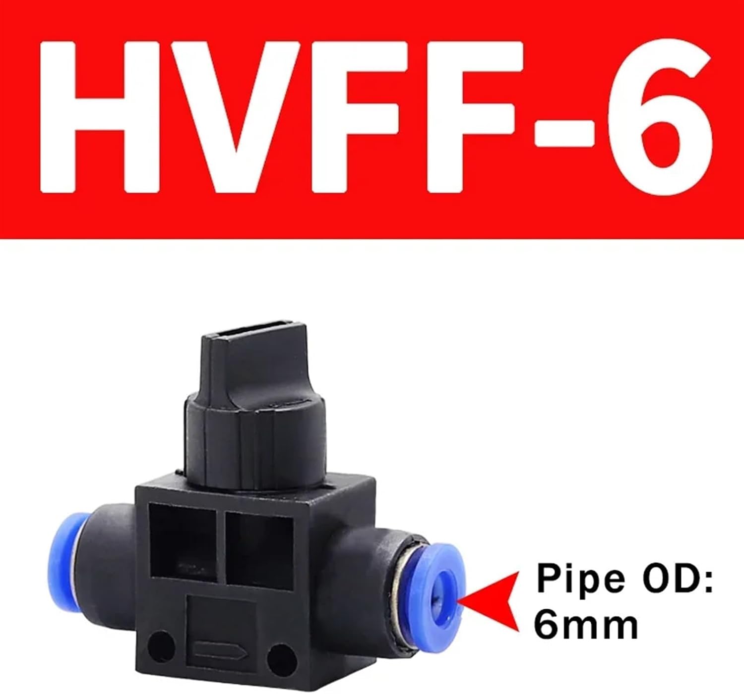 2-Way Pneumatic Push Connector Tube Hose 4mm 6mm 8mm 10mm 12mm Fitting, HVFF Air Pneumatic Parts Flow Control Plastic Switch (Color : HVFF-6, Size : 10 Pcs)