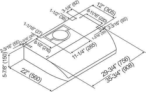Miniatura 9 de KOBE CHX2230SQB-1 Brillia Campana extractora debajo del gabinete de 30 pulgadas, 3 velocidades, 680 CFM, luces LED, filtros deflectores, acero