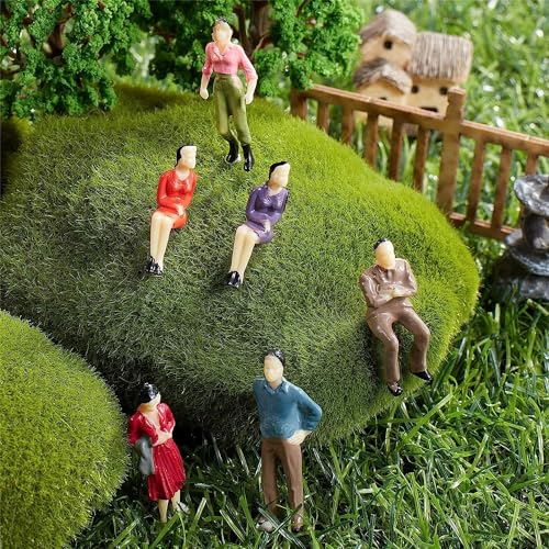VICDUEKG 40 Stück Mini Modelleisenbahn Figuren Menschen Figuren Bemalte Sitzende Personen Verschiedene Posen Miniaturleute Spur H0 Figuren 1:87