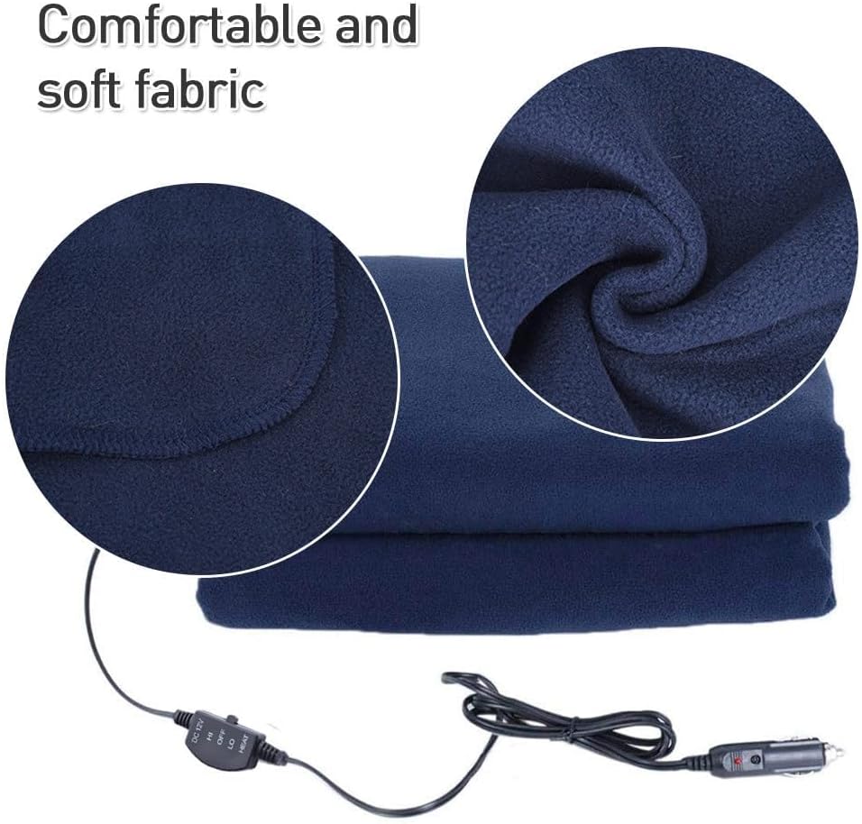Electric Car Blanket - 12V Travel Fast Heating Blanket, Foldable and Portable | Winter Warmth Supplies for Car, Home, Outdoor, Travel, Camping, Road Trips, Easy-to-Use Heated Blankets