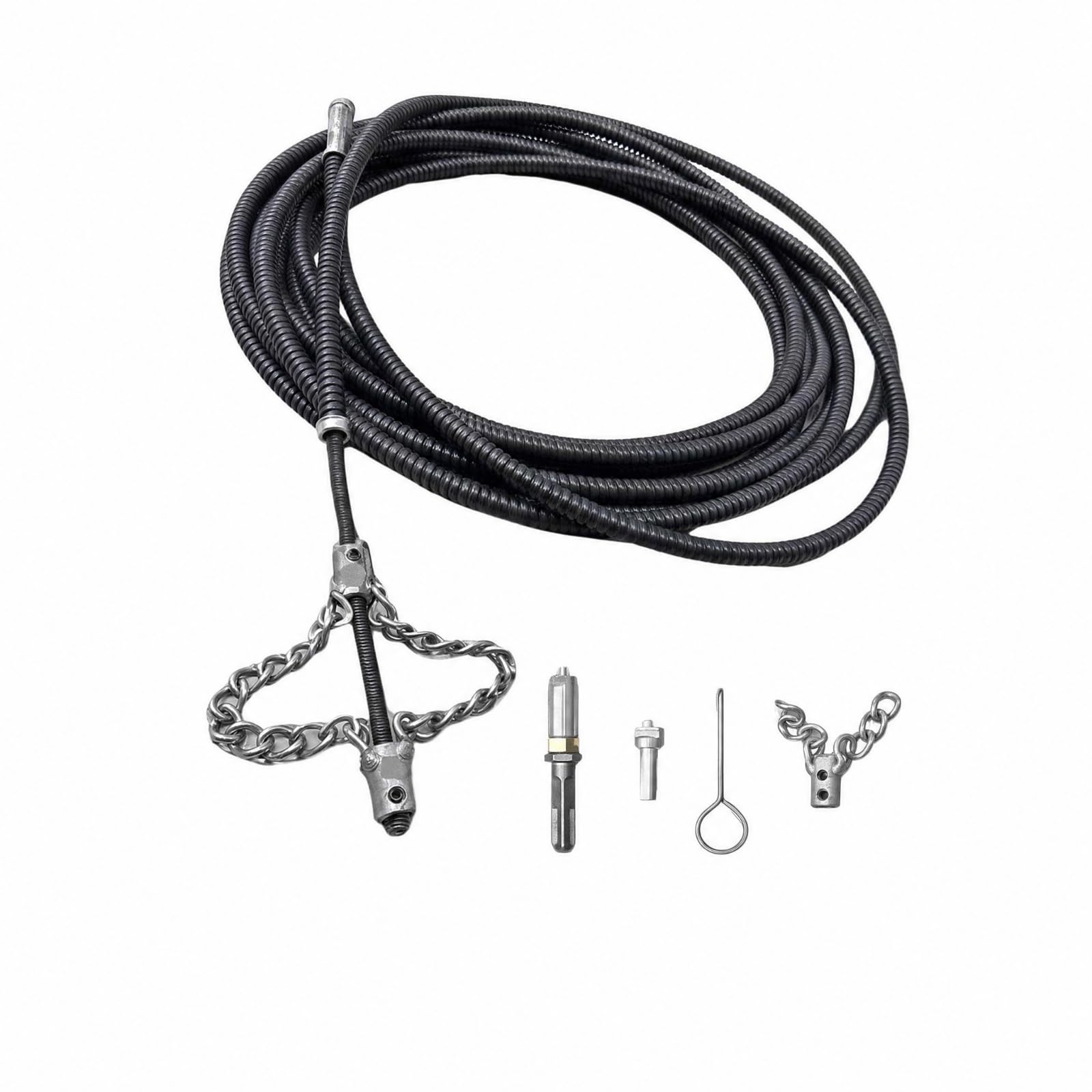 Desatascador de Desagües Cable Muelle Limpiador Manual para Tuberías Núcleo de Resorte Robusto con Acoplamiento Metálico Seguro Adecuado para Hogares, 5 Metros