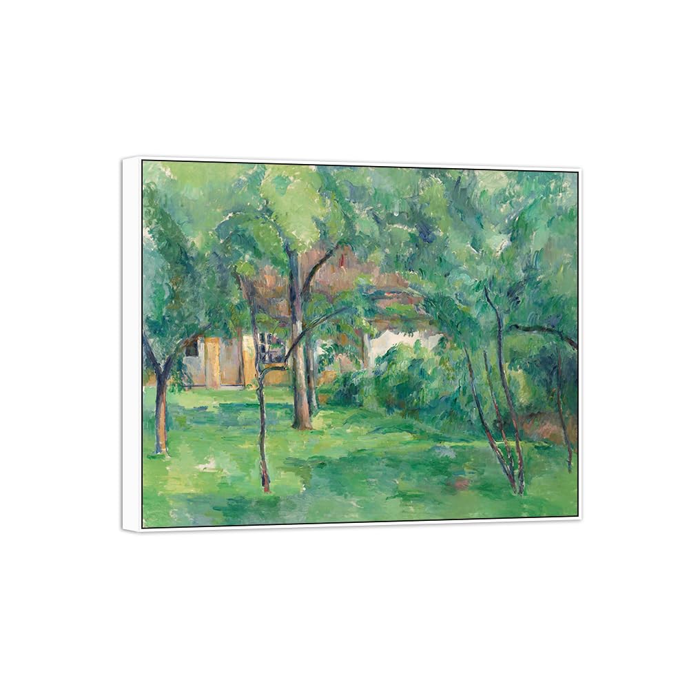 SDYSKKUG Canvas Wall Art Picture Decor Farm by Paul Cezanne 72x60cm White Frame