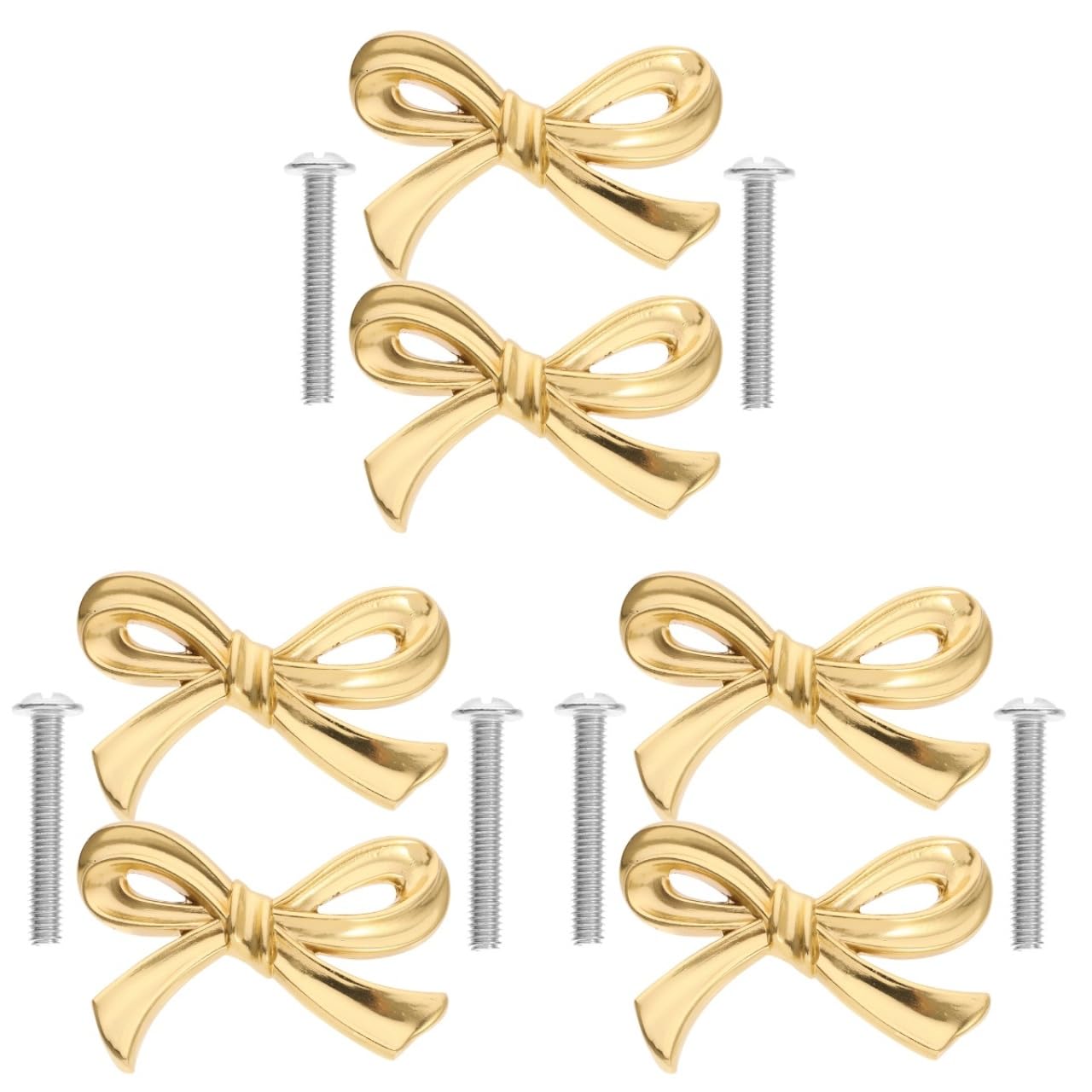 Gadpiparty 6 Pack Bowknot Cabinet Knobs 2.76 Inch Metal Drawer Pull Handles for Wardrobes Dressers Cupboards with Vintage Brass Finish Decorative Hardware