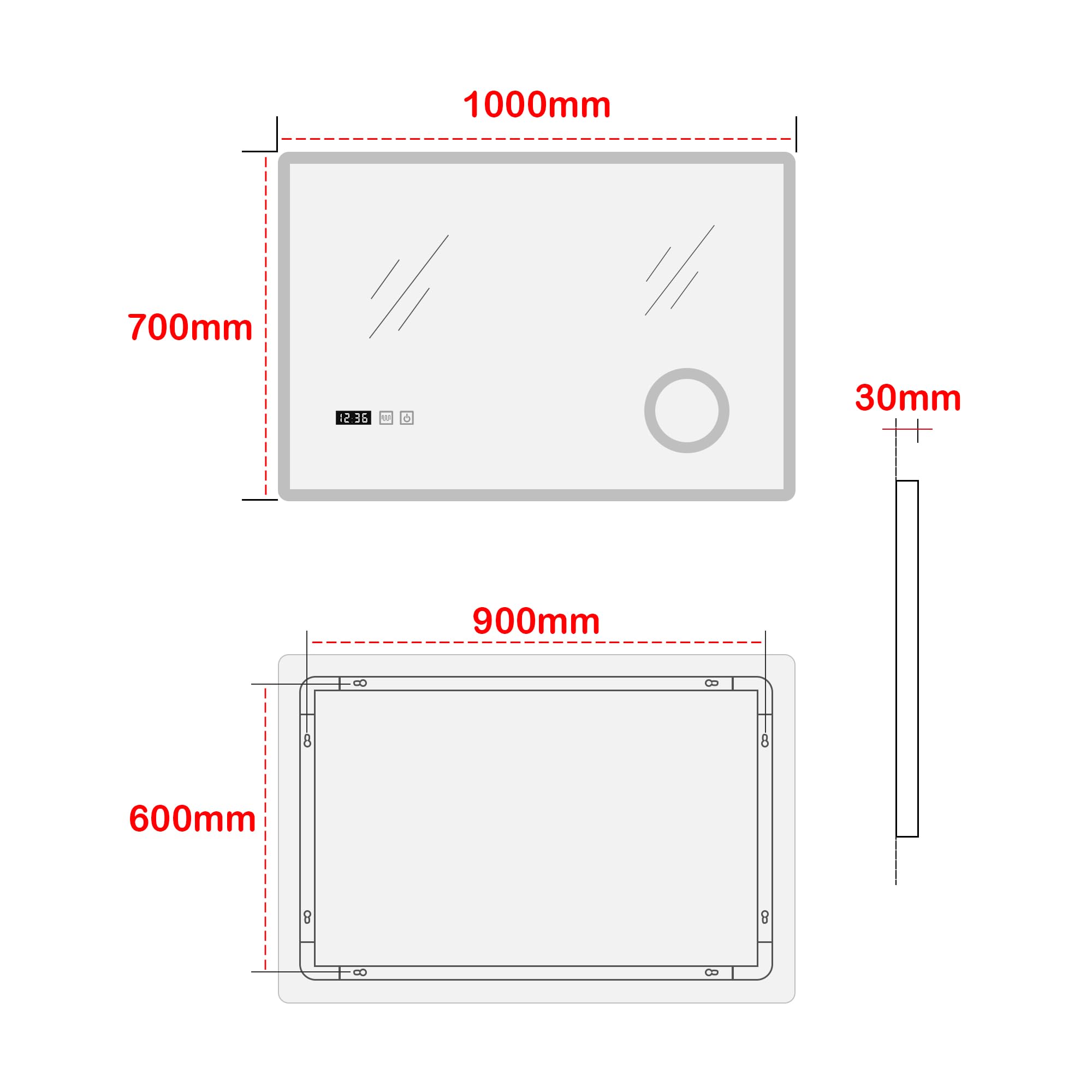 [pro.tec] Lustro Racale z oświetleniem LED 70x100x3 cm białe