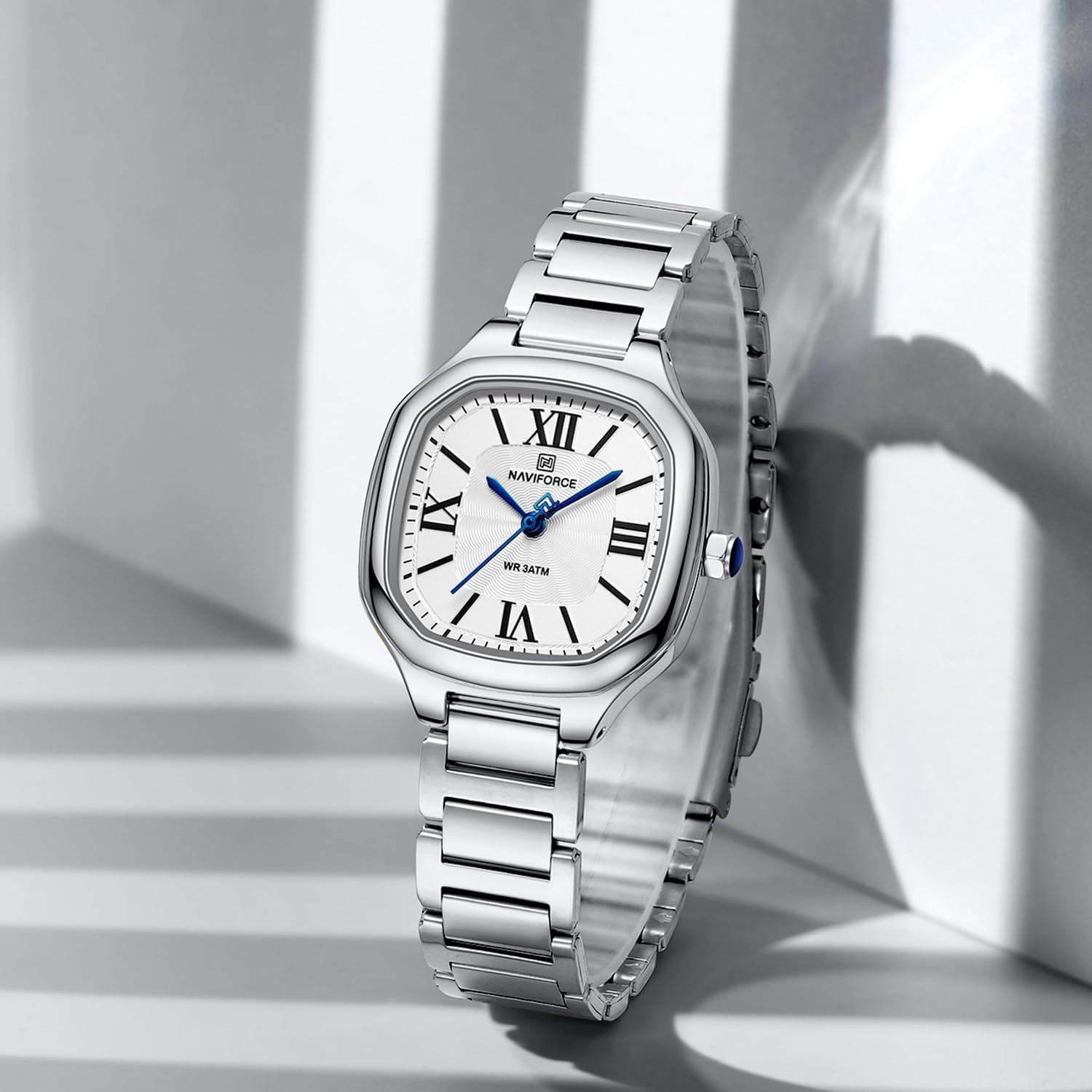 NAVIFORCE Fashion Vintage Watches for Women with Square Case Roman Dial,Stainless Steel Band Bracelets - Image 6