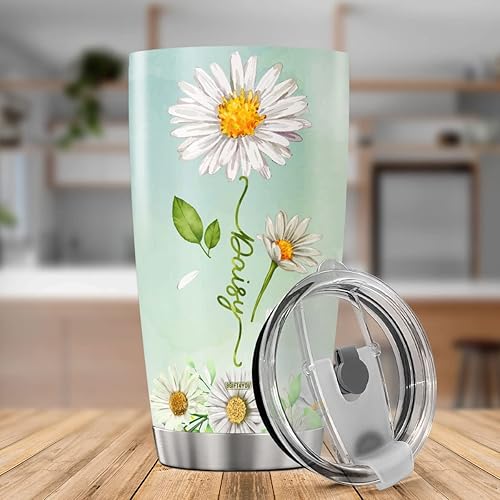 Miniatura 3 de Vaso de café de margaritas con tapa, regalo de cumpleaños para mujeres, adolescentes, niñas, amigos, lindas tazas con aislamiento floral, vasos de