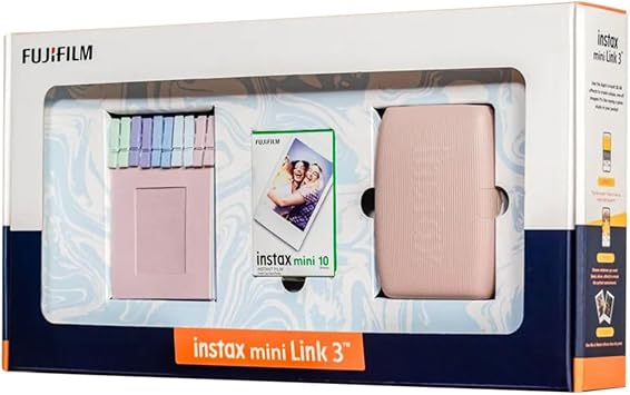 Instax Mini Link 3 Pink Smartphone Printer Bundle Box