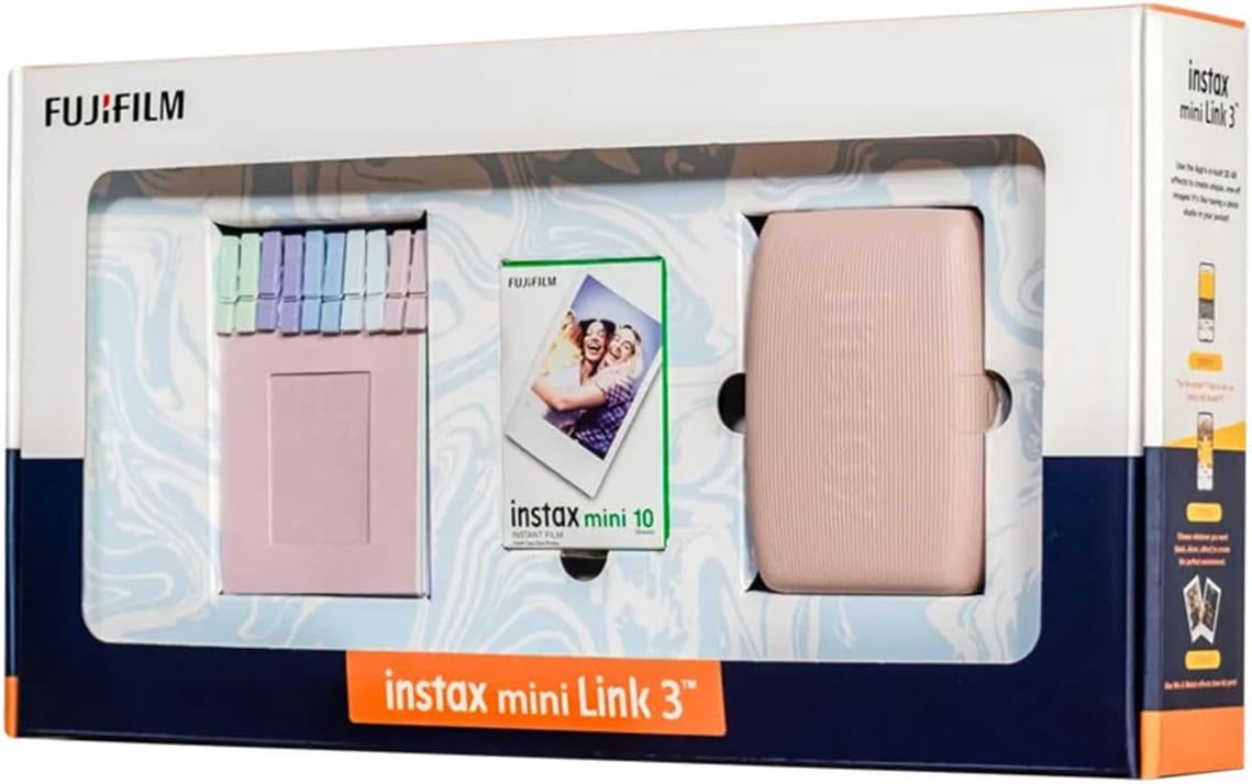 Instax Mini Link 3 Pink Smartphone Printer Bundle Box