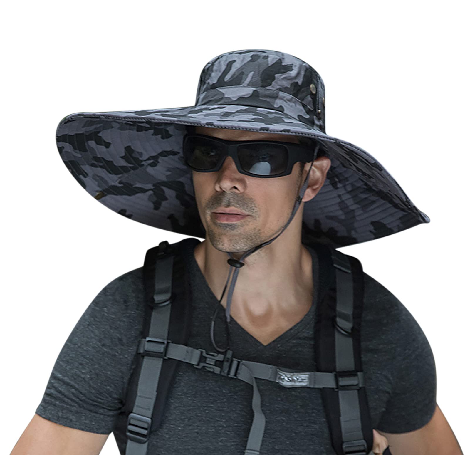 Leotruny Men Wide Brim Sun Hats UPF50+ Waterproof Breathable Bucket Hat for Fishing, Hiking, Camping