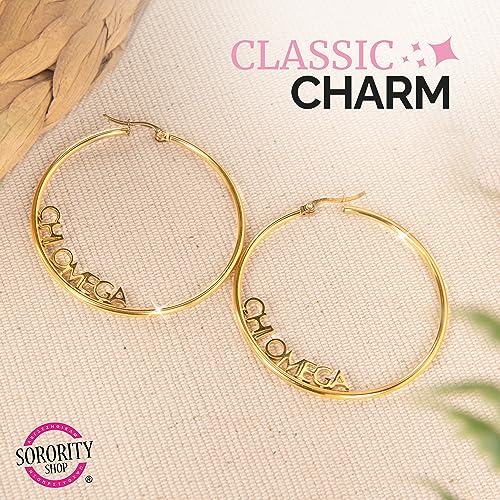 Sorority Shop Sigma Gamma Rho- Hoop 18K Gold Plated Dainty Earrings for Women - Sigma Gamma Rho Jewelry with Ideal 2" Diameter Hoops - Sigma Gamma Rho Gifts2