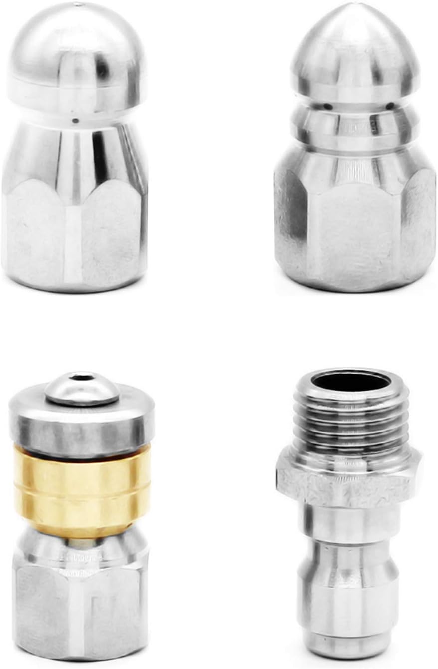 Sewer Jetter Nozzle,3PCS Pressure Washer Sewer Jetter Nozzle with Stainless Steel, Durable Design Jet Nozzle with Different Models for 1/4 Inch Pressure Washer Quick Connector Pressure up to 5000 PSI
