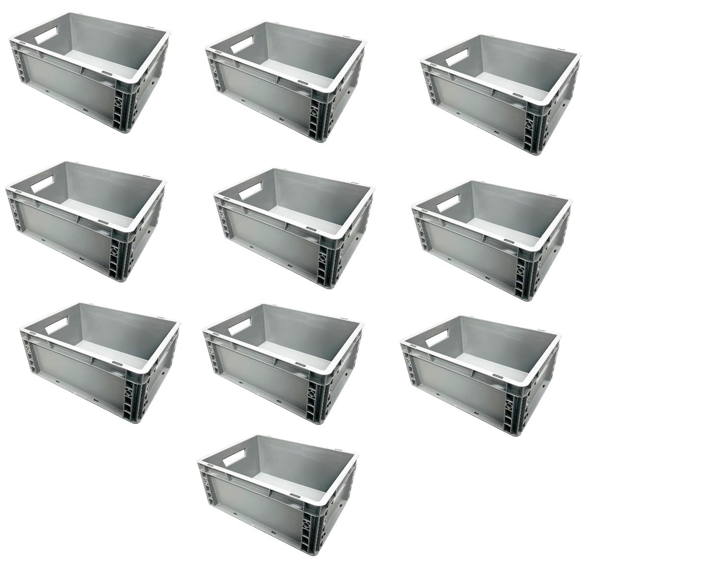 Pack of 10 x 15 Litre Recycled Euro Plastic Stacking Container