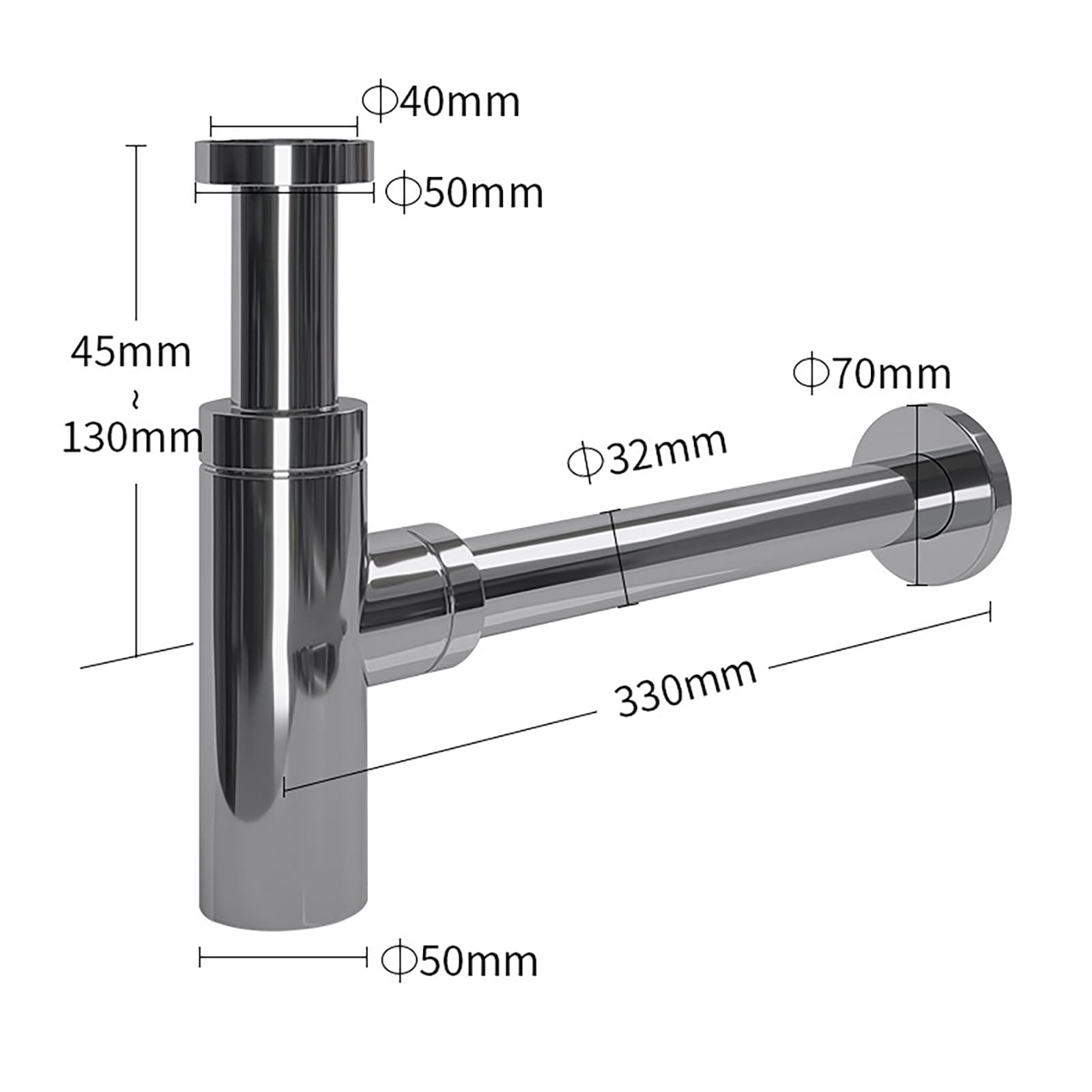 Sifone Lavabo Bagno con Apertura per La Pulizia,Kit Scarico Lavandino Bagno,Anti-Odore & Insetti,Tubo di Prolunga,Altezza Regolabile Sifone Lavandino,Facile da Installare