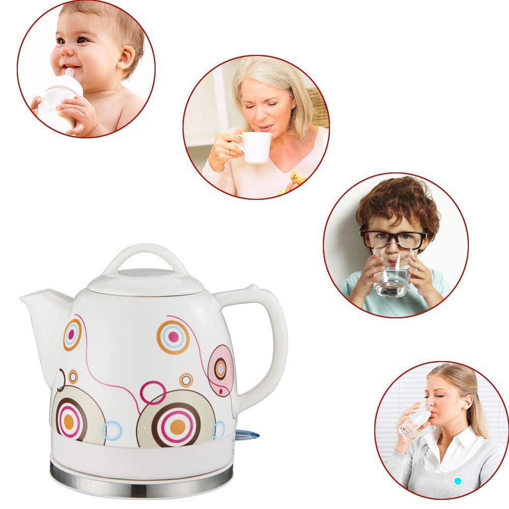 Czajnik elektryczny, ceramiczny czajnik do herbaty, dzbanek do herbaty retro 1,2 l, wyjmowana podstawa 1000 W, automatyczne wyłączanie, suszenie na Ebervir/C/B/C