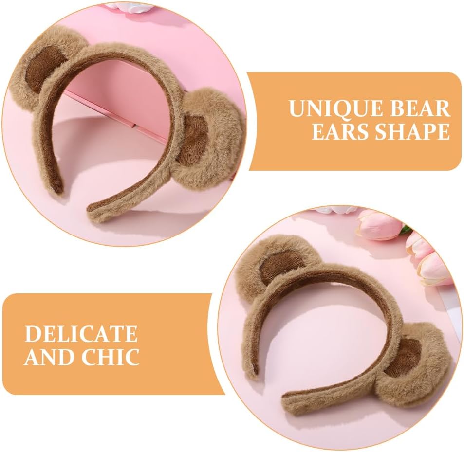 FRCOLOR 3 Pcs Bear Ears Headband Plush Fluffy Bear Hairband Animal Headwear Makeup Headband for Kids Adults Costume Party Cosplay Decoration - Image 8