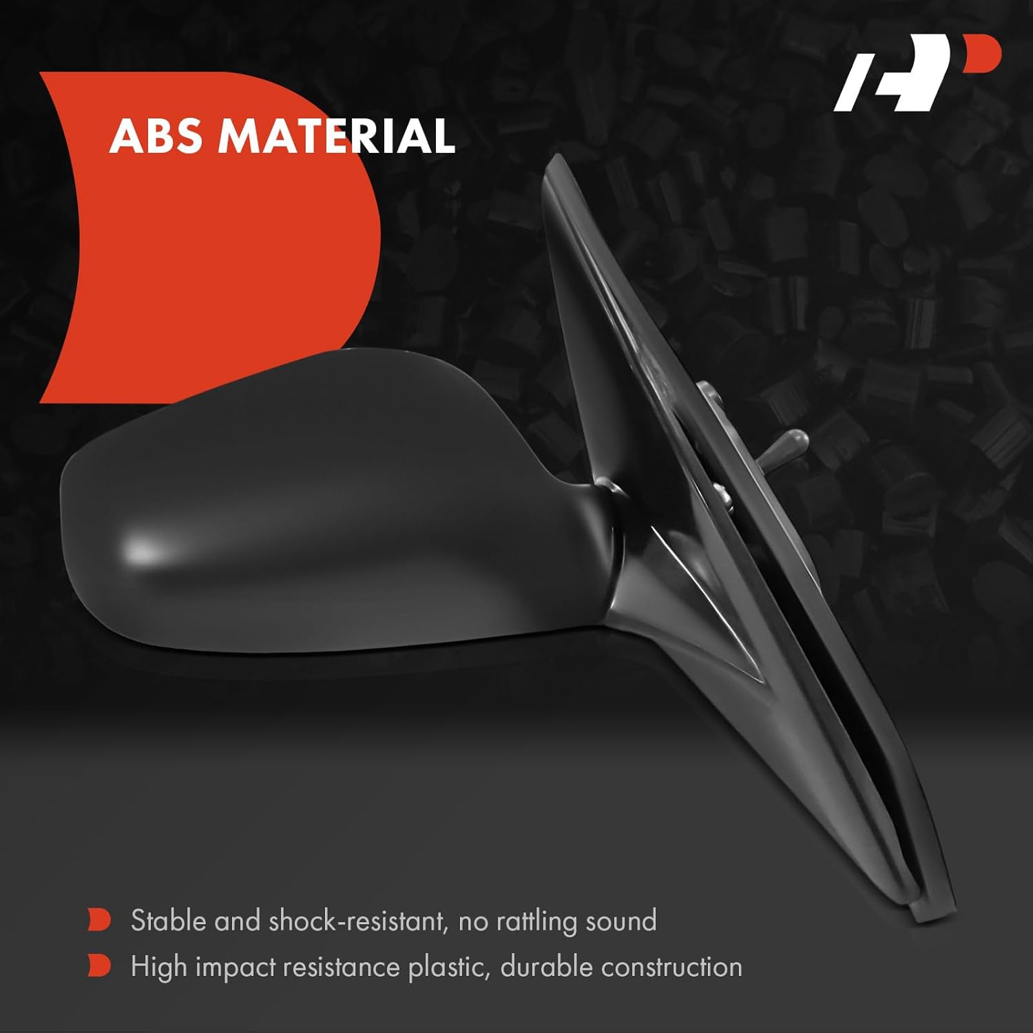 A-Premium Passenger Side Manual Door Mirror - Compatible with Mitsubishi Mirage 1997 1998 1999 2000 2001 - Non-Heated Manual Folding Smooth Black Outside Rear View Mirror