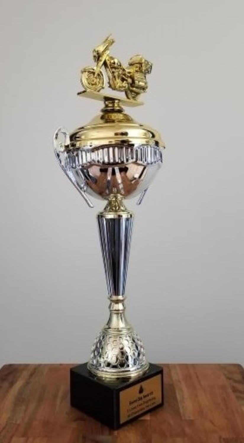 Touring Motorcycle Trophy Cup – 21 Inch Polaris Cup – Custom Engraved Motorcycle Racing Award with Marble Base for Biker Recognition Dirt Bike and Motocross Championships