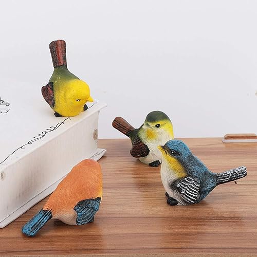 Miniatura 2 de ViaGasaFamido Mini figura de pájaro de resina, adornos de estilo moderno, 2.8 x 2 pulgadas, juego de 4 esculturas de pájaro surtidas, figuras