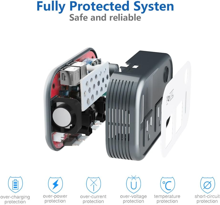 Hottest Sale FOVAL 200W Car Power Inverter DC 12V to 110V AC Converter with 4 USB Ports Charger