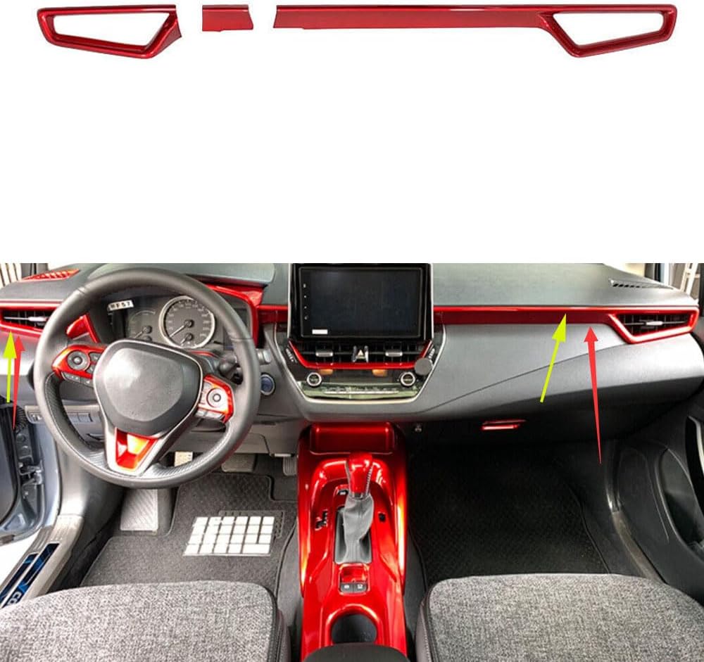 Car Accessories Fit for Toyota Corolla 2020-2025 Interior ABS Center Console Screen Dash Board Side Air Conditioning A/C Vent Panel Frame Trim 3PCS Set (Carbon Fiber)