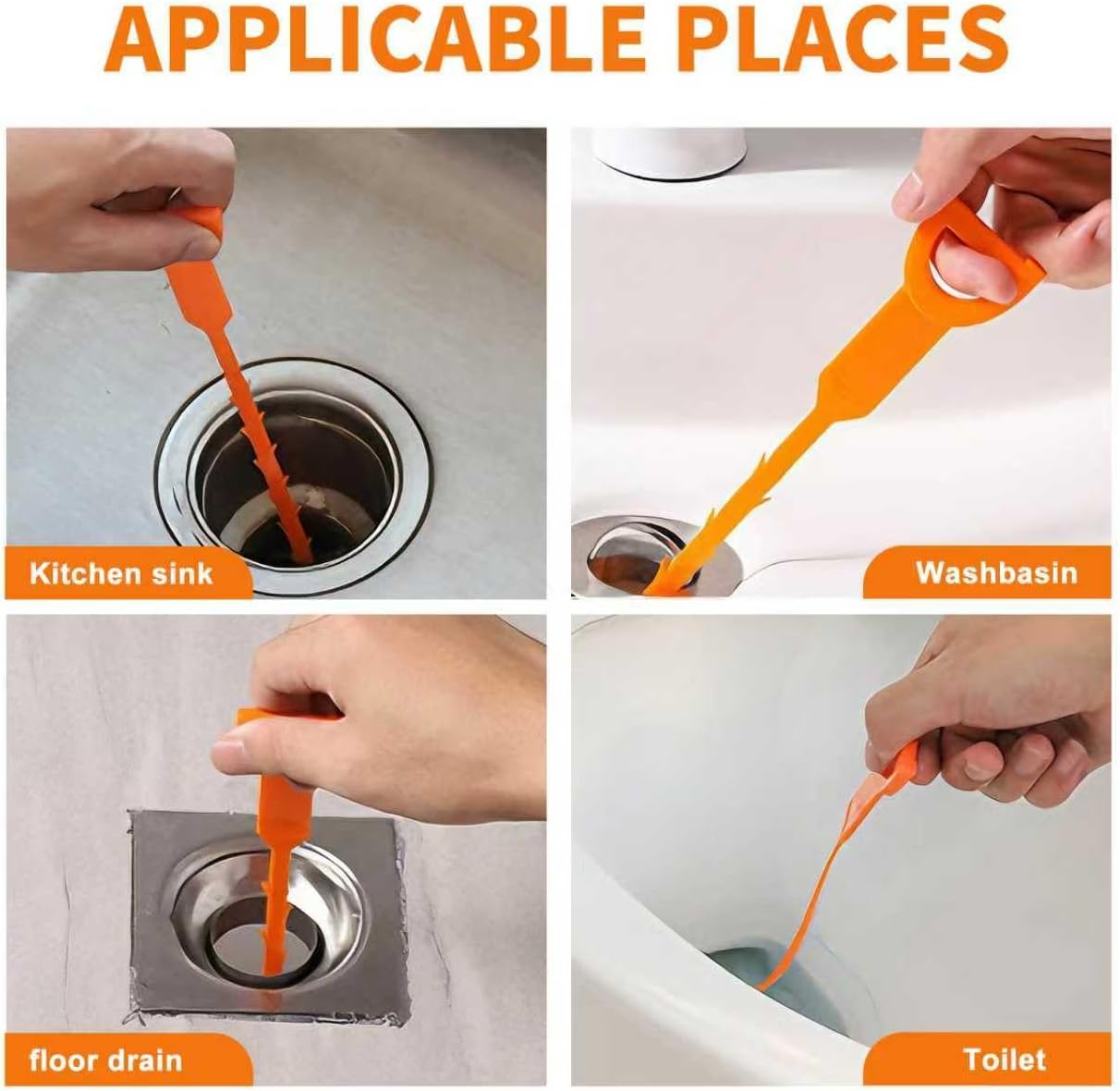 Drain Snake Clog Remover - 4 Pack 20 Inch Flexible Tool for Hair Clogs thumbnail