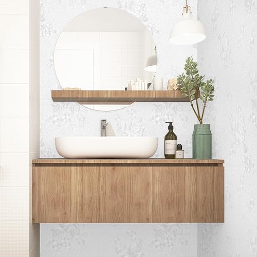 Miniatura 8 de Erfoni Papel tapiz blanco en relieve para despegar y pegar, papel de contacto floral texturizado de 17.7 x 78.7 pulgadas, papel tapiz autoadhesivo