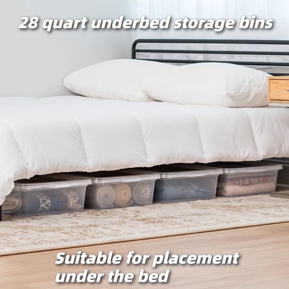 4-Pack-28-Qt-Clear-Underbed-Plastic-Storage-Bins-with-Lids-Stackable-Durable-Containers-for-HomeBedroom