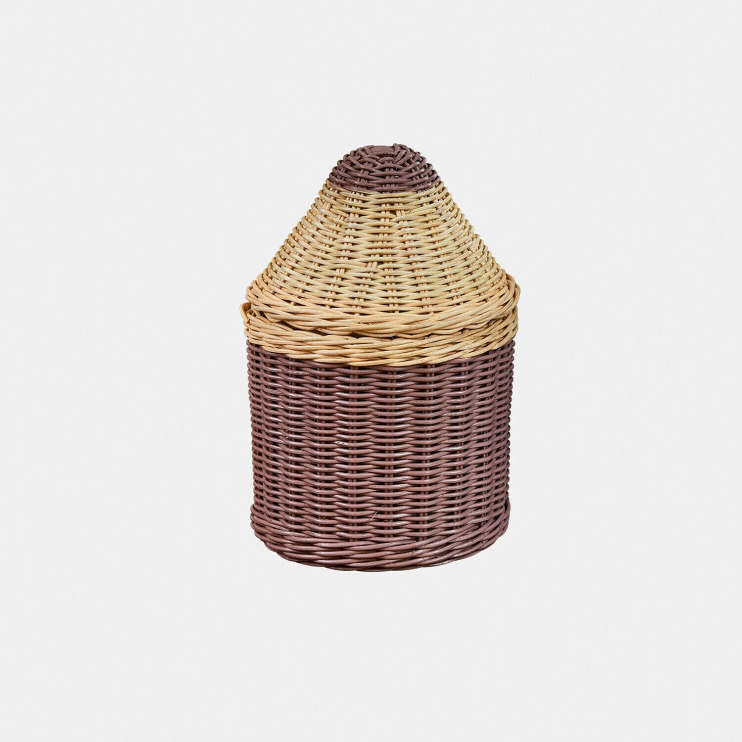 Panier rotin tressé main Loberon Sønvik rose beige avec couvercle