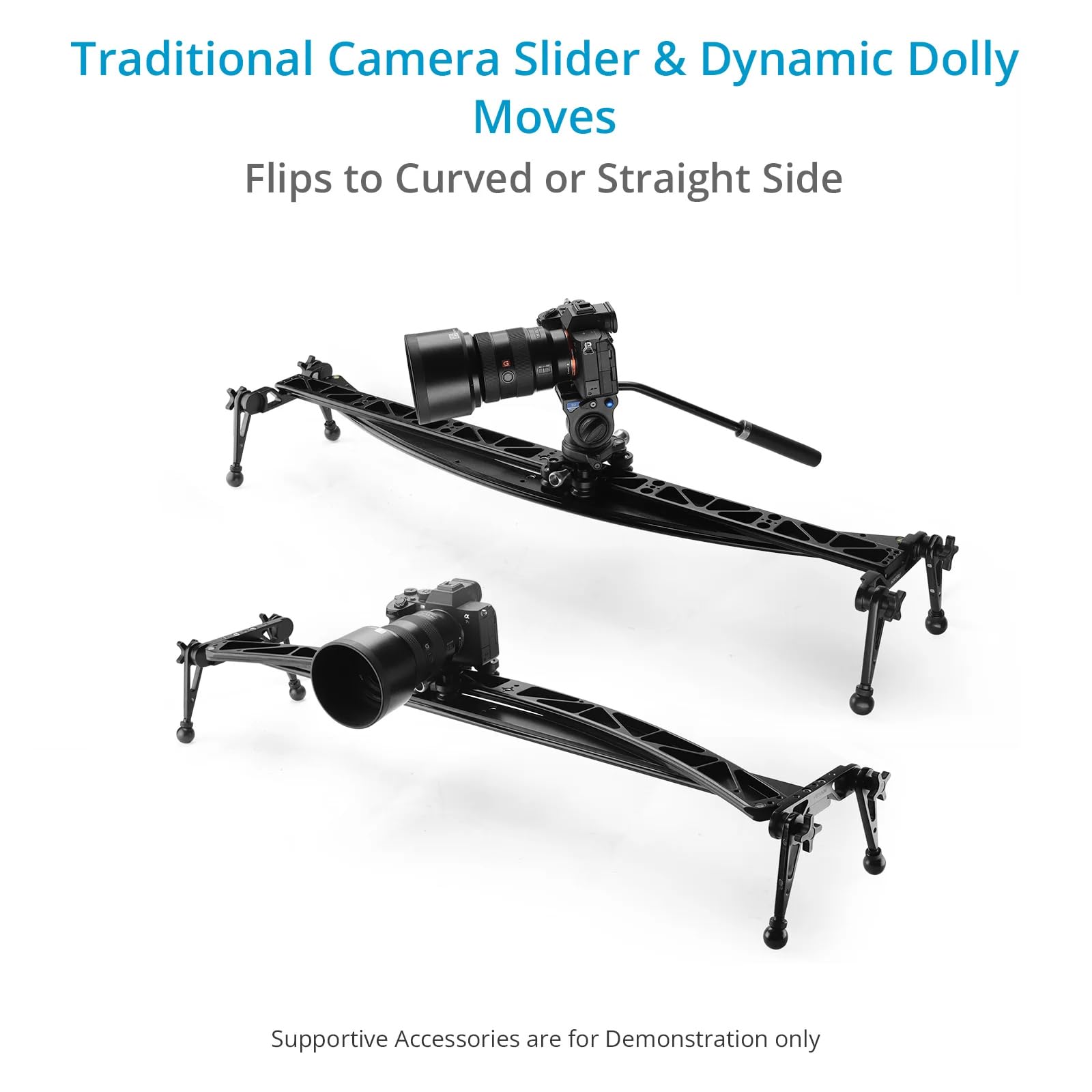 Curseur vidéo bidirectionnel PROAIM Curve-N-Line de 1,2 m pour Rails Droits et Courbes. Montage sur trépied, Pieds rotatifs à 360°, basculement Rapide du Curseur. Charge utile jusqu'à 25 kg(SL-CNL-4)