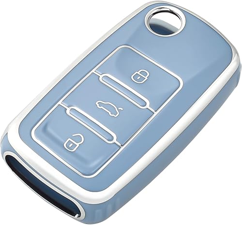 OFFCURVE Funda para llavero Volkswagen, TPU suave, protector completo, funda para llavero para VW Jetta, Golf, Polo Passat, MK8, Tiguan, Beetle,