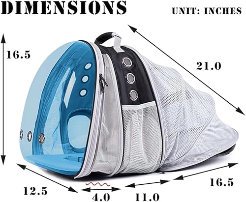 Miniatura 40 de Mochila polarizada doble expandible para gatos, adecuada para mascotas de hasta 20 libras, cápsula espacial expandible delantera y trasera