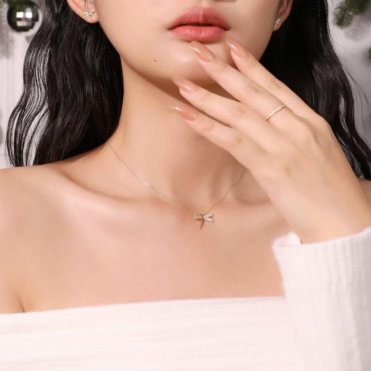 Meissa Animals Earrings Dragonfly Stud Earrings Sterling Silver Stud Earrings with Cubic Zirconia Opal Pearl Cute Animals Stud Hoop Gifts for Women Teen Girl - Image 9