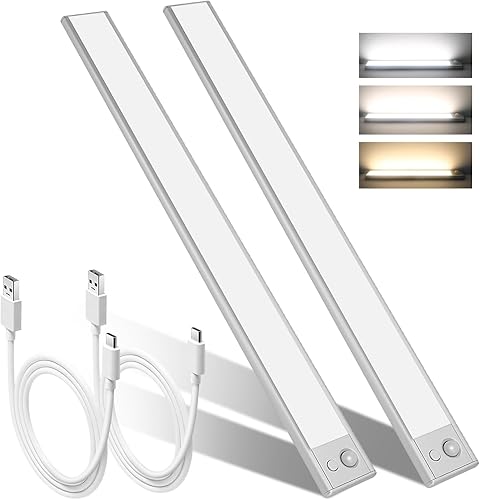 Miniatura 9 de 148 LED de 15.7 pulgadas para debajo del gabinete, iluminación inalámbrica, 3 temperaturas de color, regulables, luces de armario con sensor de