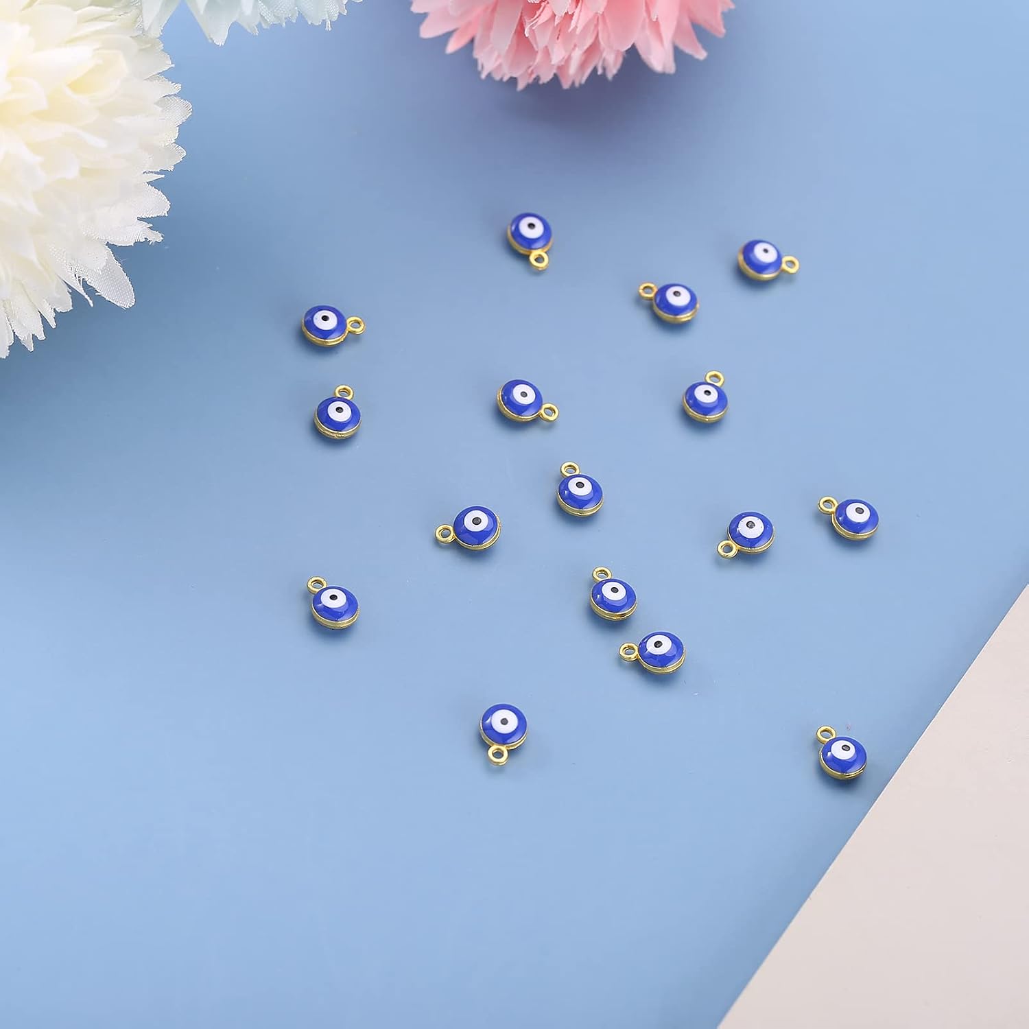 HERZWILD Evil Eye Charm Pendant Charm for Earrings Bracelets Necklace Jewelry Making, 50lanse-yanjingzhu, 6 mm - Image 5