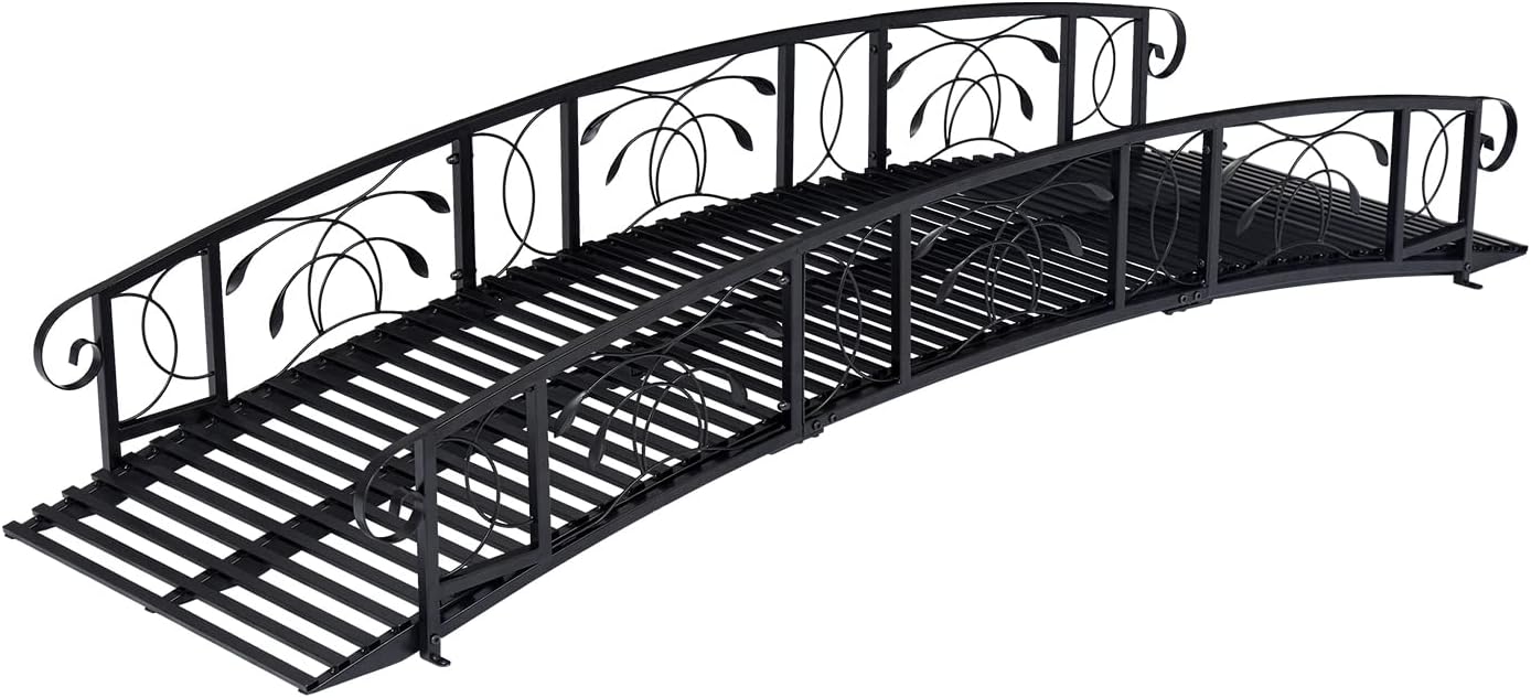 KINTNESS 8FT Garden Bridge Metal Yard Arch Path Bridge