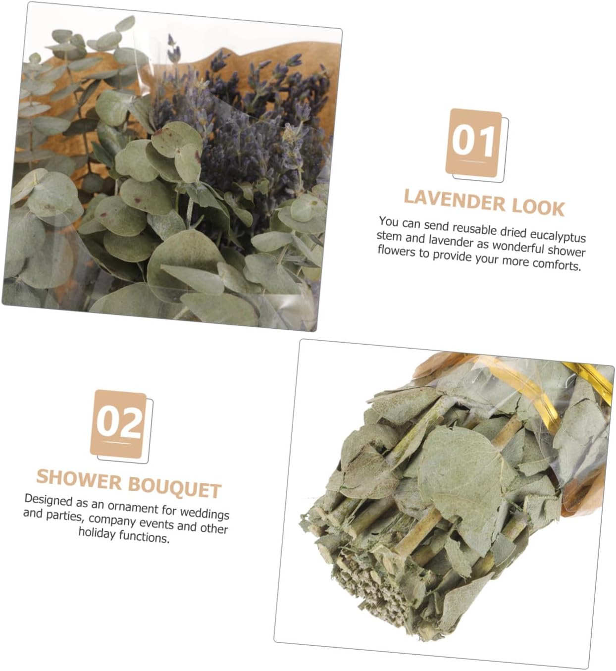 ibasenice Dried Lavender and Eucalyptus Bath Bouquet Natural Fresh Eucalyptus Leaves with Dried Lavender Bundles Aromatherapy Bathroom Decor for Home and Spa 12 Stems with 40g