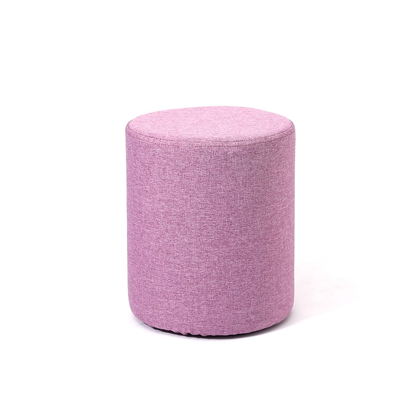Tabouret ottoman violet en coton et lin avec pieds argentés