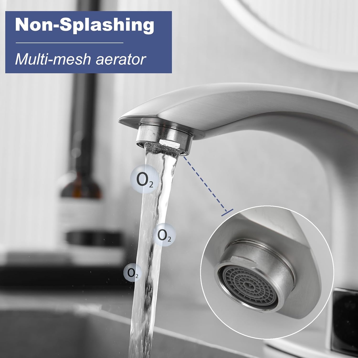 Automatic Sensor Faucet Hands-Free, Bathroom Commercial Auto Motion Touchless Faucet, AC/DC Powered, Temperature Adjustment Valve, Brushed Nickel