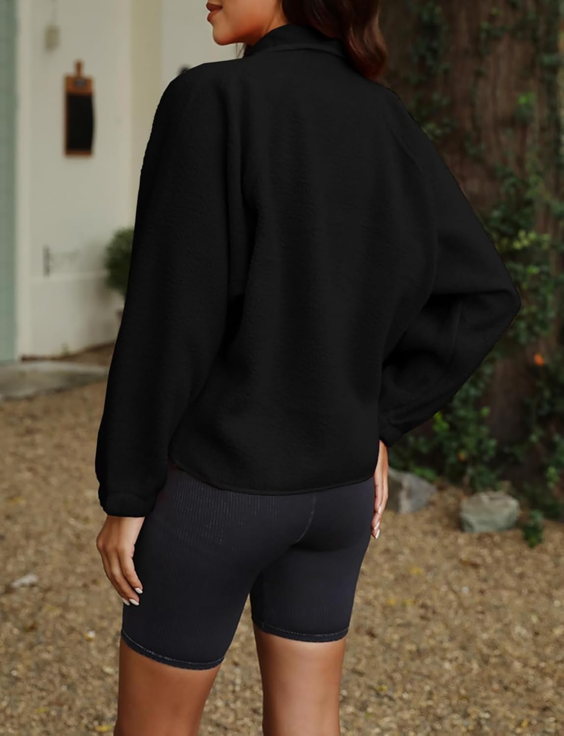 ReachMe Womens Sherpa Jacket Casual Lapel Button Down Cropped Fuzzy Fleece Jackets Long Sleeve Winter Coats with Pockets - Image 3