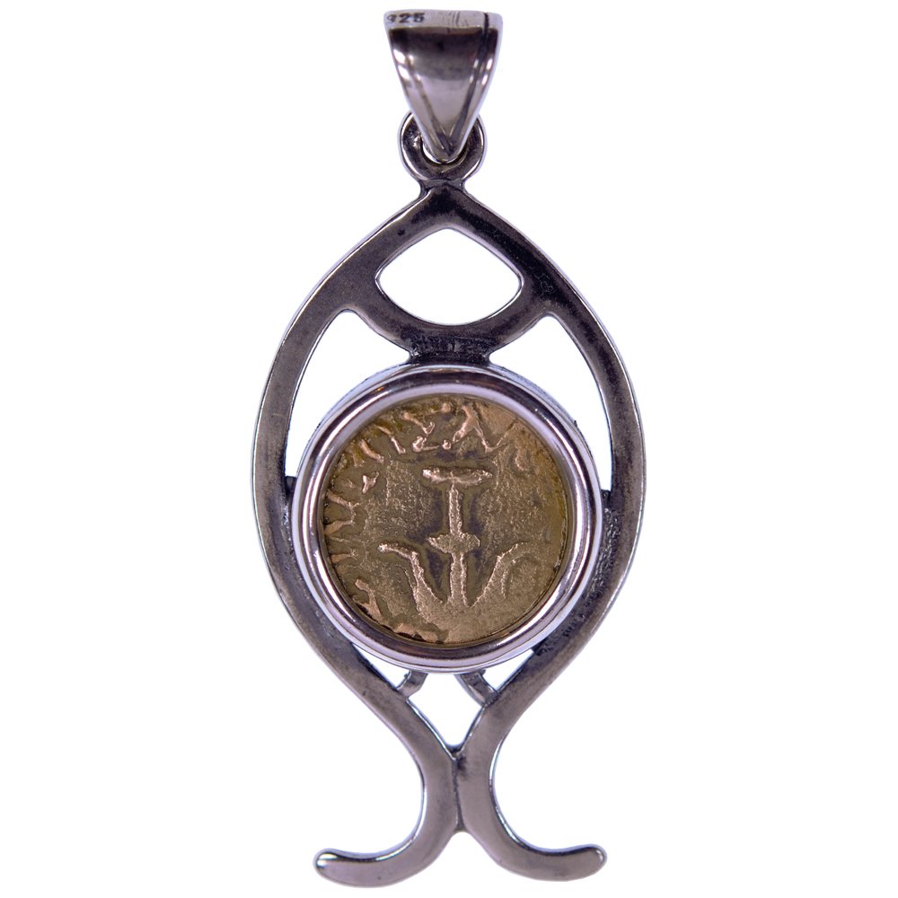 The Widow's Mite Icthus Fish Silver Pendant