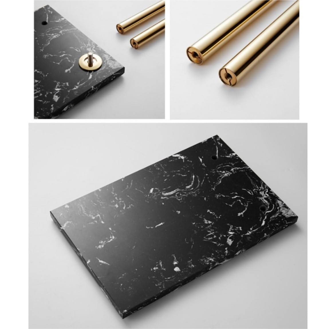 Trocknen von Handtüchern 2-stufiger Handtuchständer Mit Marmorsockel, Freistehender Handtuchhalter Aus Aluminium, Handtuchhalter Für Badezimmer Badezimmer oder Pool(Gold+Black)