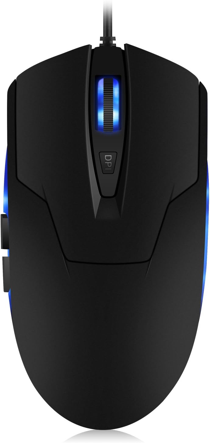 Gaming Mouse 2400DPI Wired Mouse, 4 Adjustable DPI Levels, 800/1200/1600/2400DPI, LED Light,High Speed Fusion Engine Anti Skid 6 Buttons Charm Blue