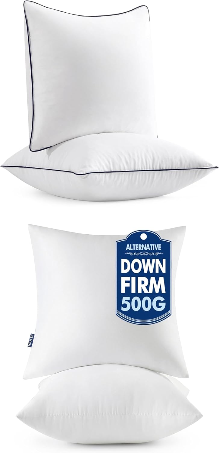 MIULEE 18x18 Pillow Inserts, Fluffy Down Alternative Filling Pack of 2 Ultra Soft Throw Pillows Bundle 100% Virgin Fiber Filling Bed Couch Pillows for Sofa Couch Bed