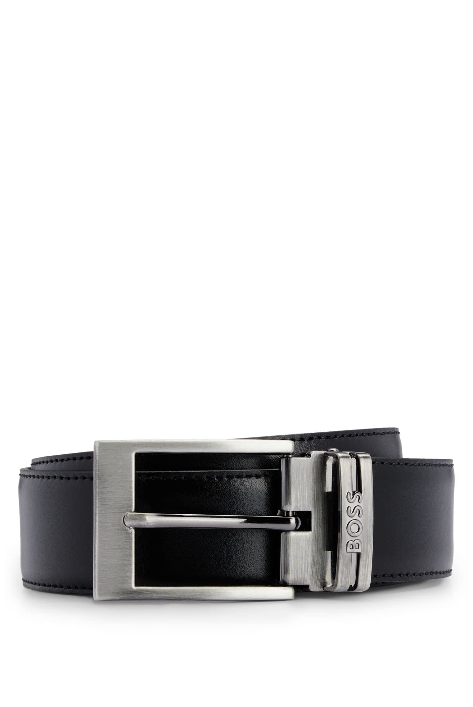 BOSSMens Galliz Gb35 Reversible Italian-leather belt with pin and plaque buckles