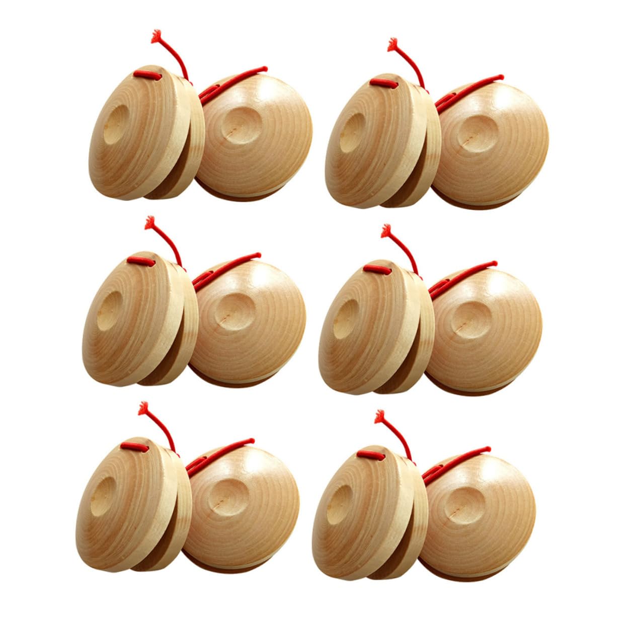 12 Piezas Castañuelas de Madera para Percusión Instrumento Musical Educativo Ligero y Duradero para Principiantes Mejora Coordinación Mano-Cerebro y Sentido del Ritmo