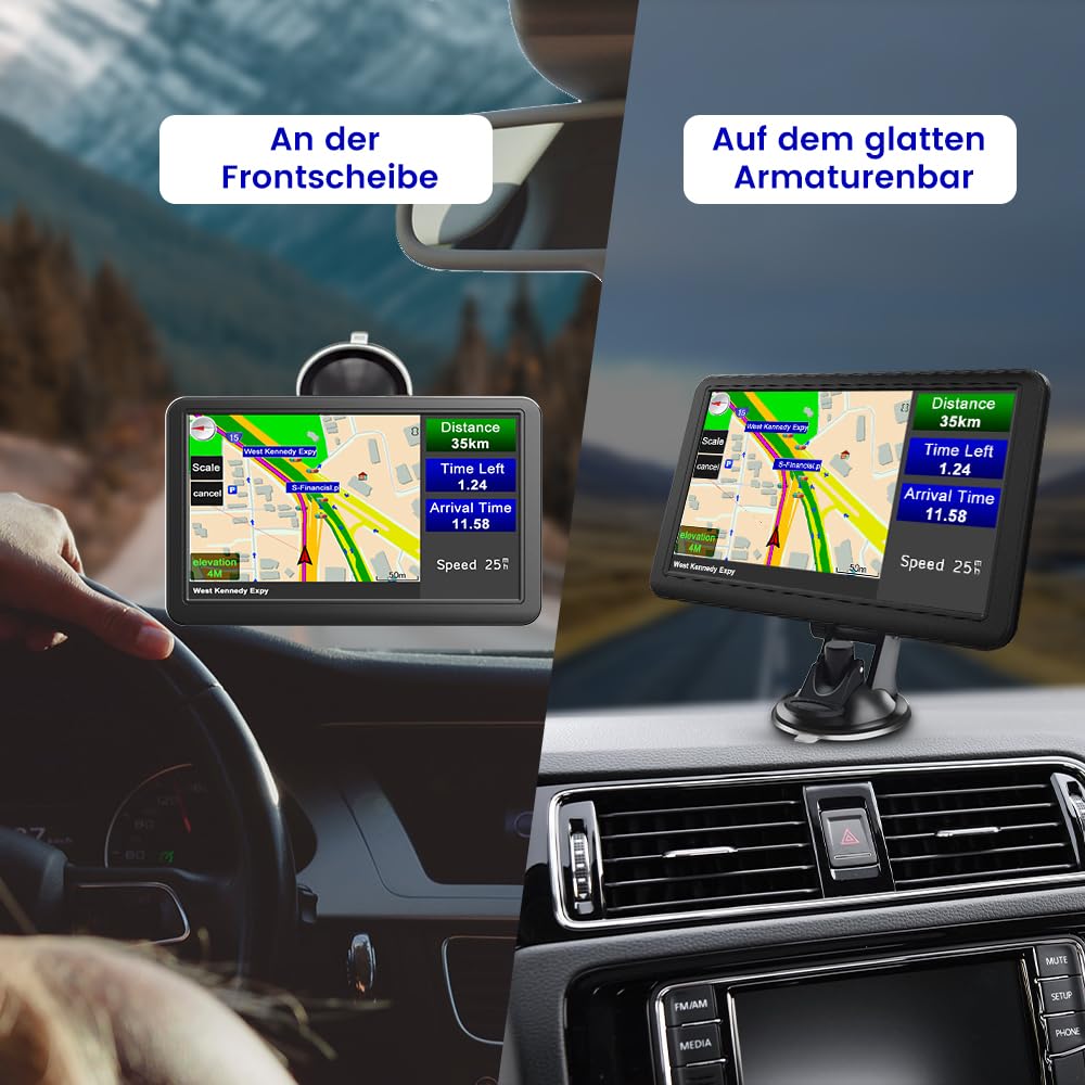 AWESAFE Navigationsgerät für Auto mit Bluetooth, 7 Zoll Touchscreen, 2024 Europa Karten unterstützt Karteupdate, GPS Navigation für Auto PKW KFZ LKW