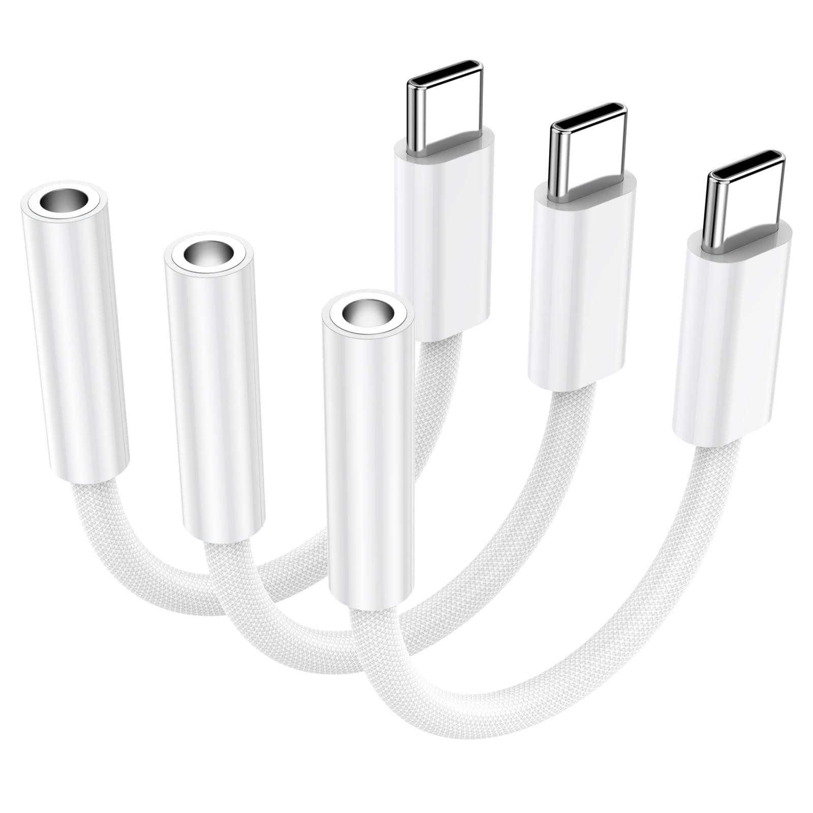 3 Pack USB C to 3.5mm Audio Headphone Adapter, Type C Adapter for Headphones Cable Compatible with iPhone 17/16/15, iPad Pro, Samsung Galaxy S25 S24 S23 Ultra, Pixel 10/9/8