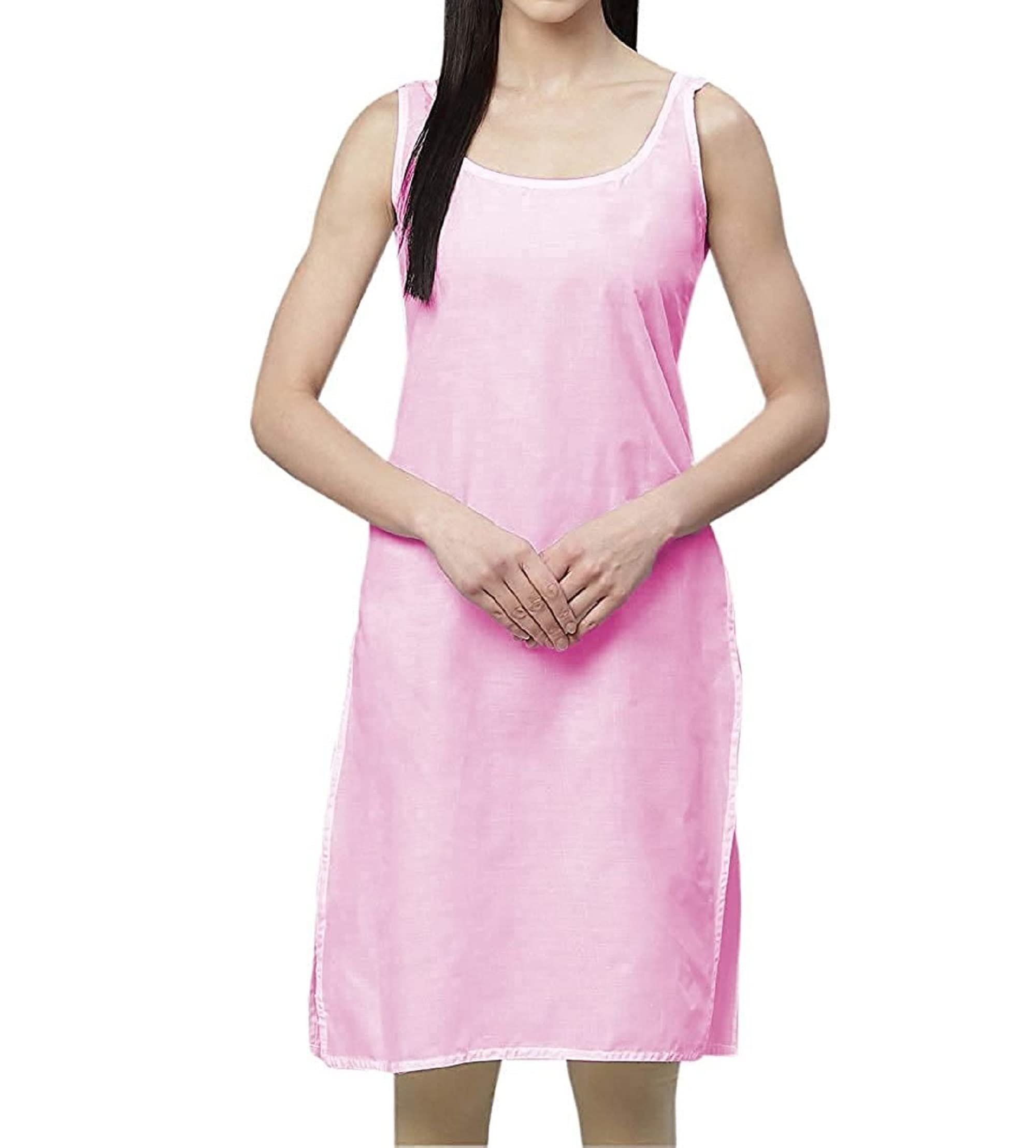 Women's Cotton Long Camisole for Kurti, Suit Slips for Women, Pink Color Women Inner Wear-picture-34