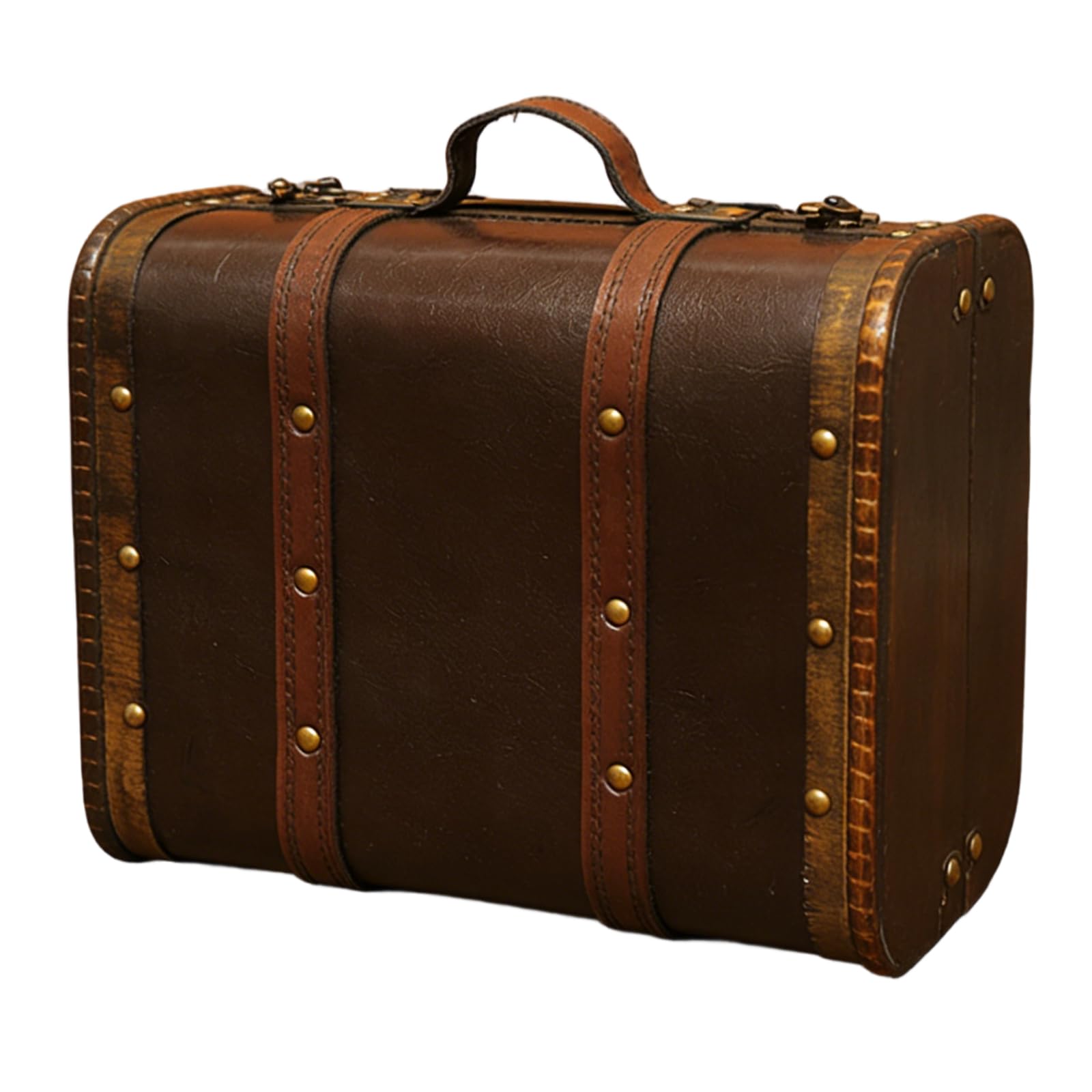 Msioytog Storage Box Faux Leather Hand Organiser Chinese Pattern Wooden Carrying Case with Metal Clasp for Jewelry and Cosmetics Vintage Chinese Styles Wooden Trunk